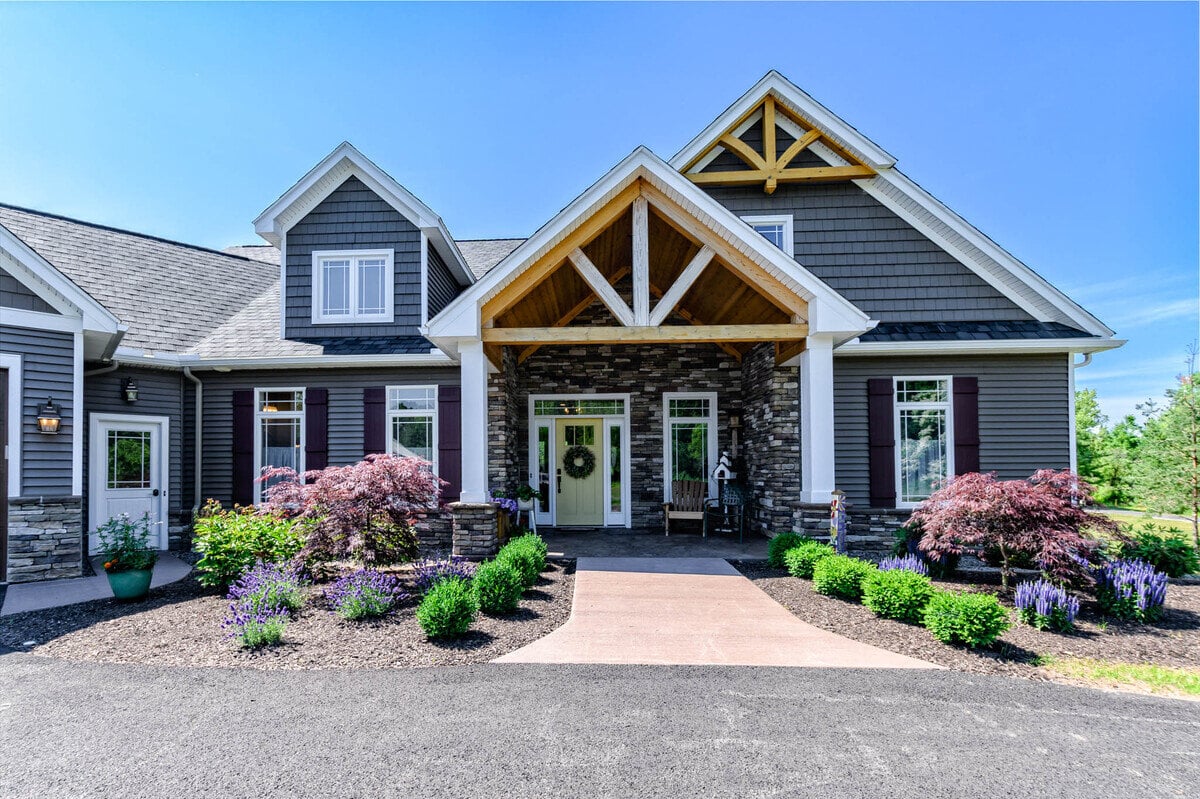 Custom home front exterior near Rochester, NY by Gerber Homes