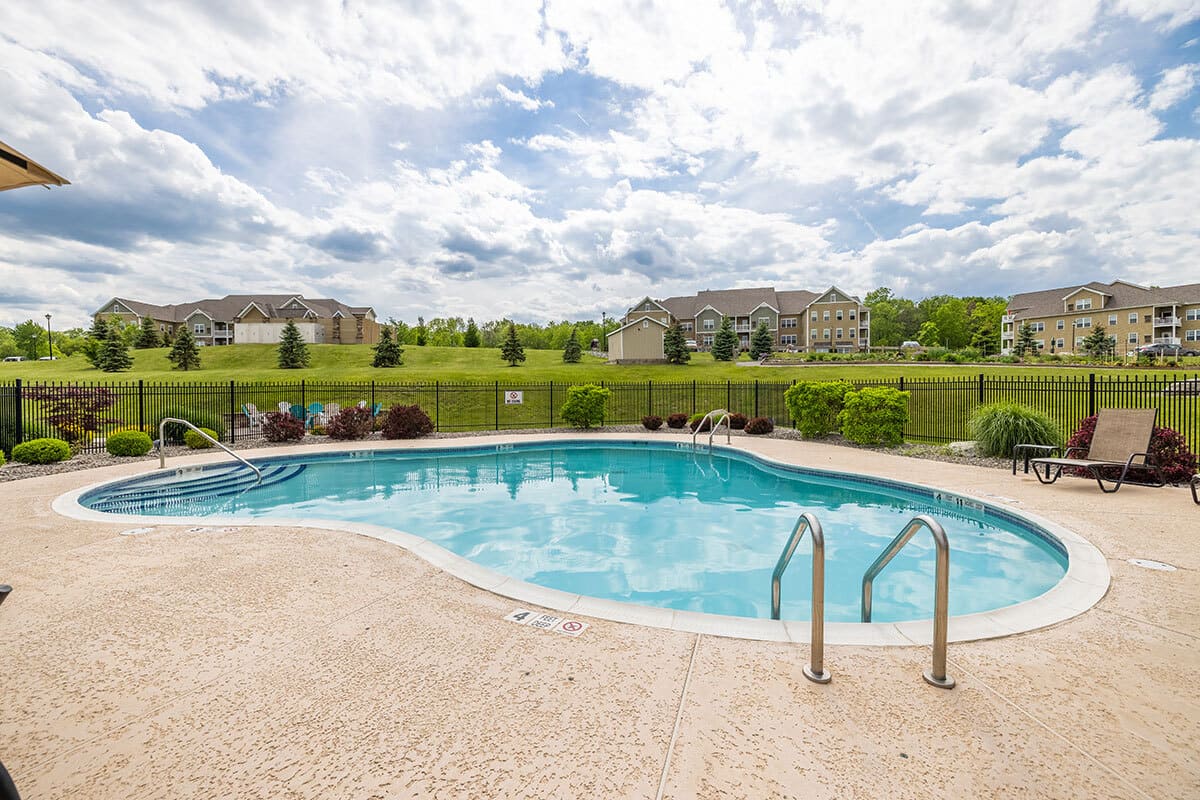 Outdoor heated pool at The Cottages of Canandaigua new home community